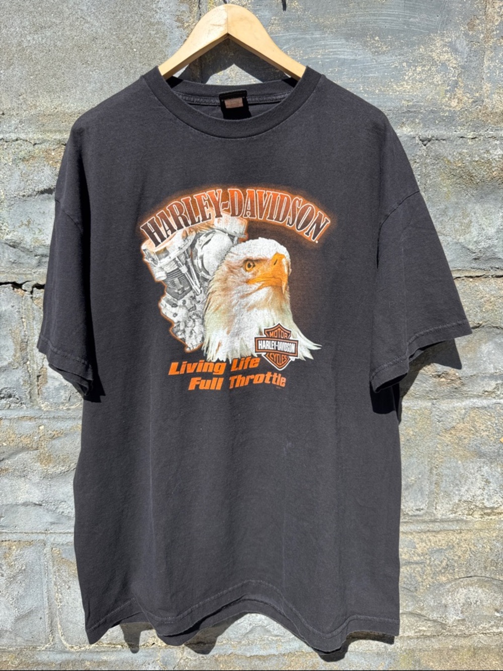 Vintage Y2K Harley Davidson T Shirt XL Eagle Biker Flames 2000s